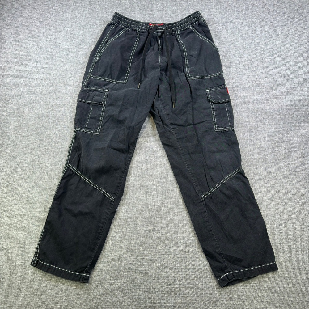 Dickies Girls Small Black Cargo Pants Contrast Stitch Y2K Utility Street